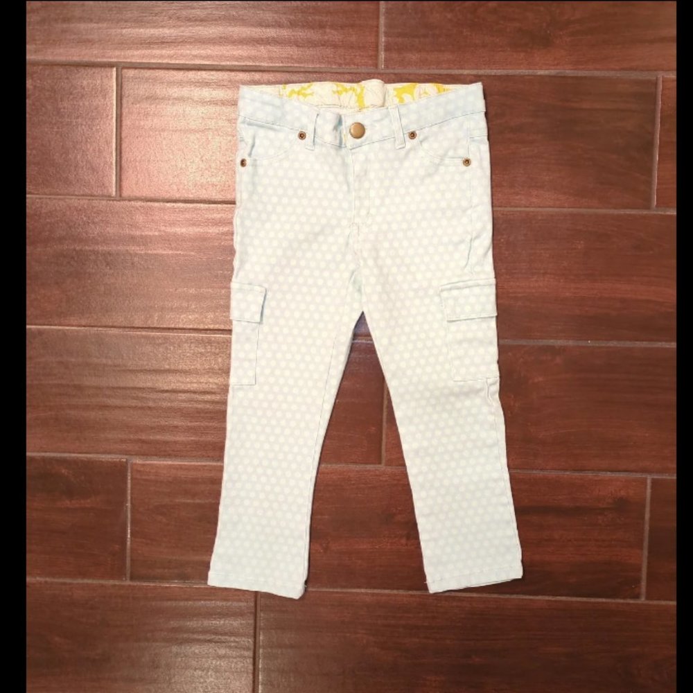 8 Persnickety Clothing Company Blue polka dot Cargo Skinny Jeans Pants